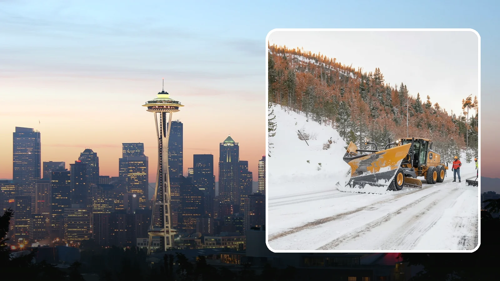 V-Plow Service in Seattle, King County, WA - Our V-plows break through deep drifts and packed snow that flat blades struggle to penetrate.