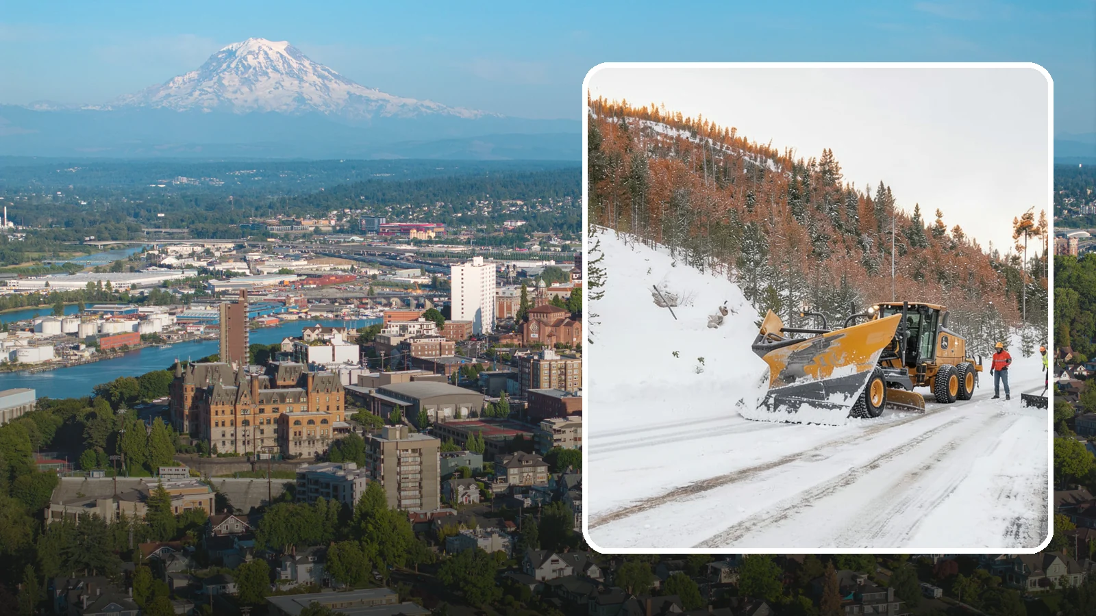 V-Plow Service in Tacoma, Pierce County, WA - Our V-plows break through deep drifts and packed snow that flat blades struggle to penetrate.