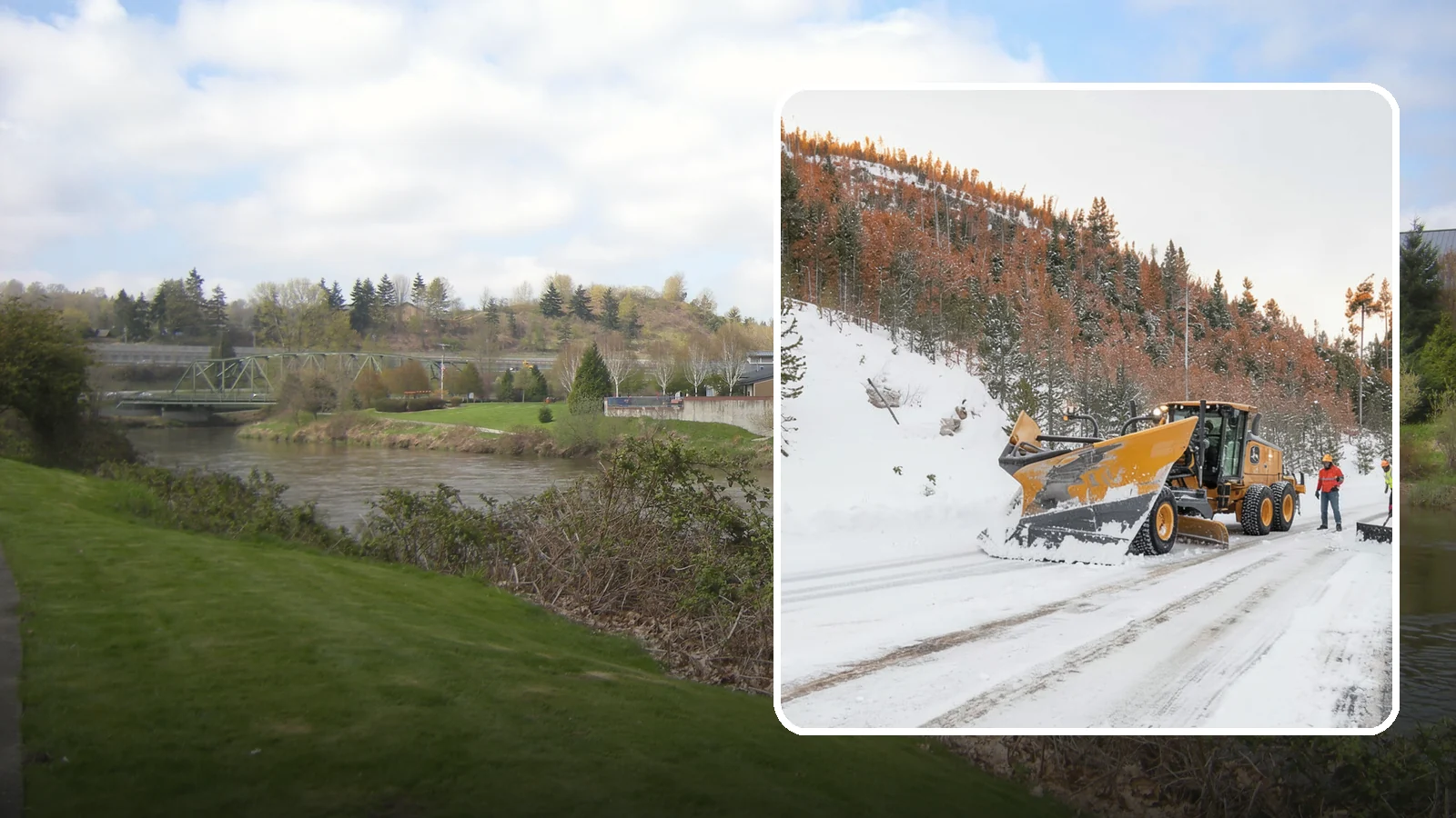 V-Plow Service in Tukwila, King County, WA - Our V-plows break through deep drifts and packed snow that flat blades struggle to penetrate.