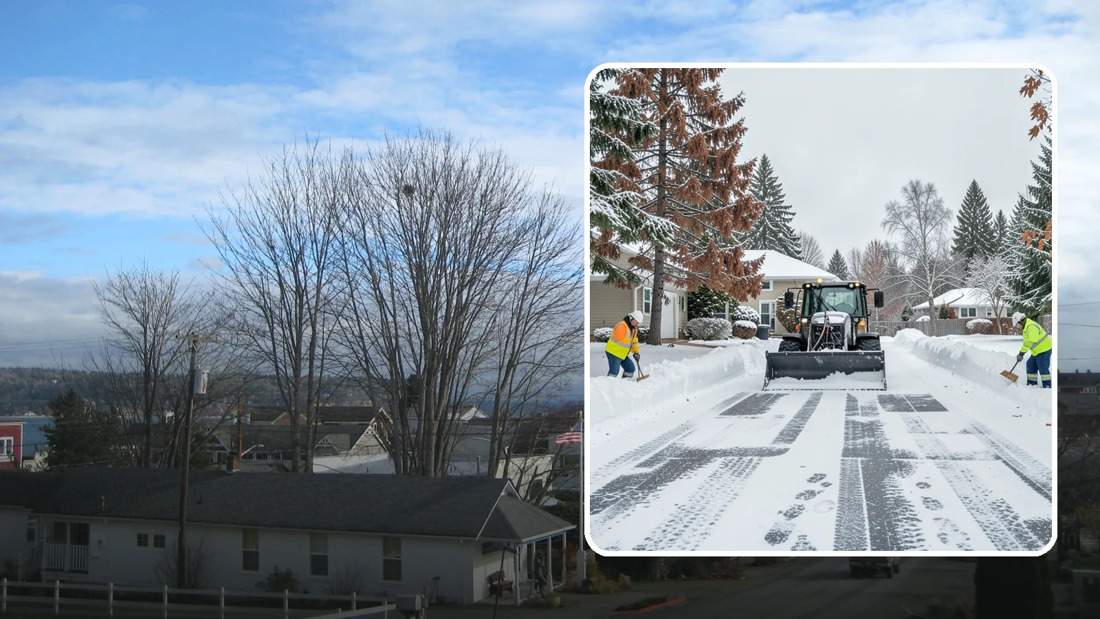 Vacant Property Snow Removal in Langley, Island County, WA - We monitor and clear snow at unoccupied Western Washington properties so empty homes and buildings stay accessible, insured, and...