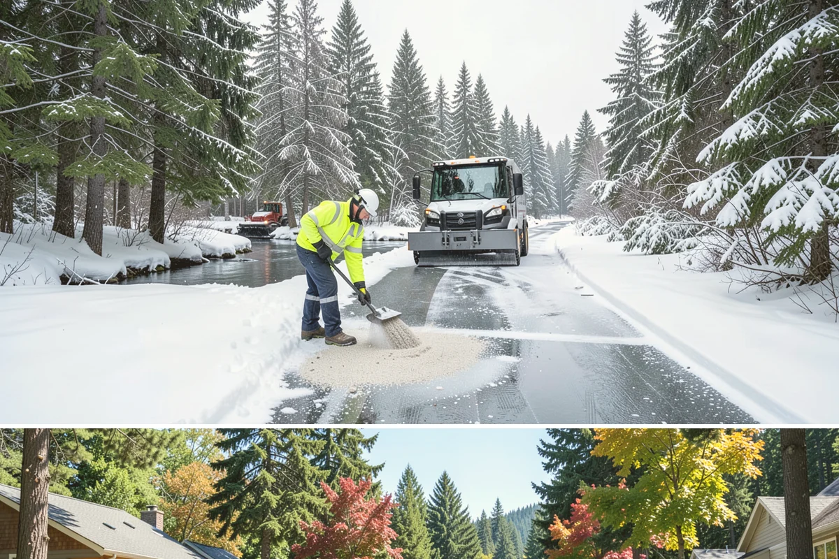 Vacant Property Snow Removal in Orting, Pierce County, WA - Set up monitoring before the first lowland snowfall, typically late November, so vacant sites are covered from the season's start.