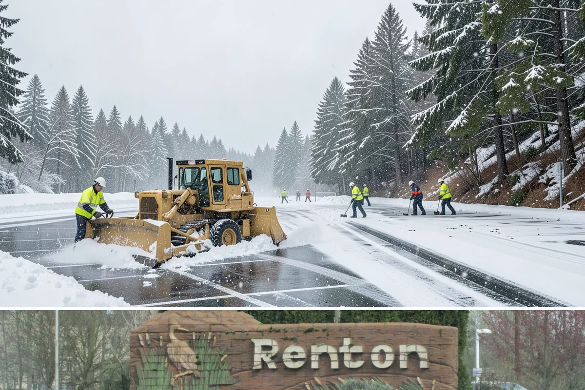 Vacant Property Snow Removal in Renton, King County, WA - Set up monitoring before the first lowland snowfall, typically late November, so vacant sites are covered from the season's start.