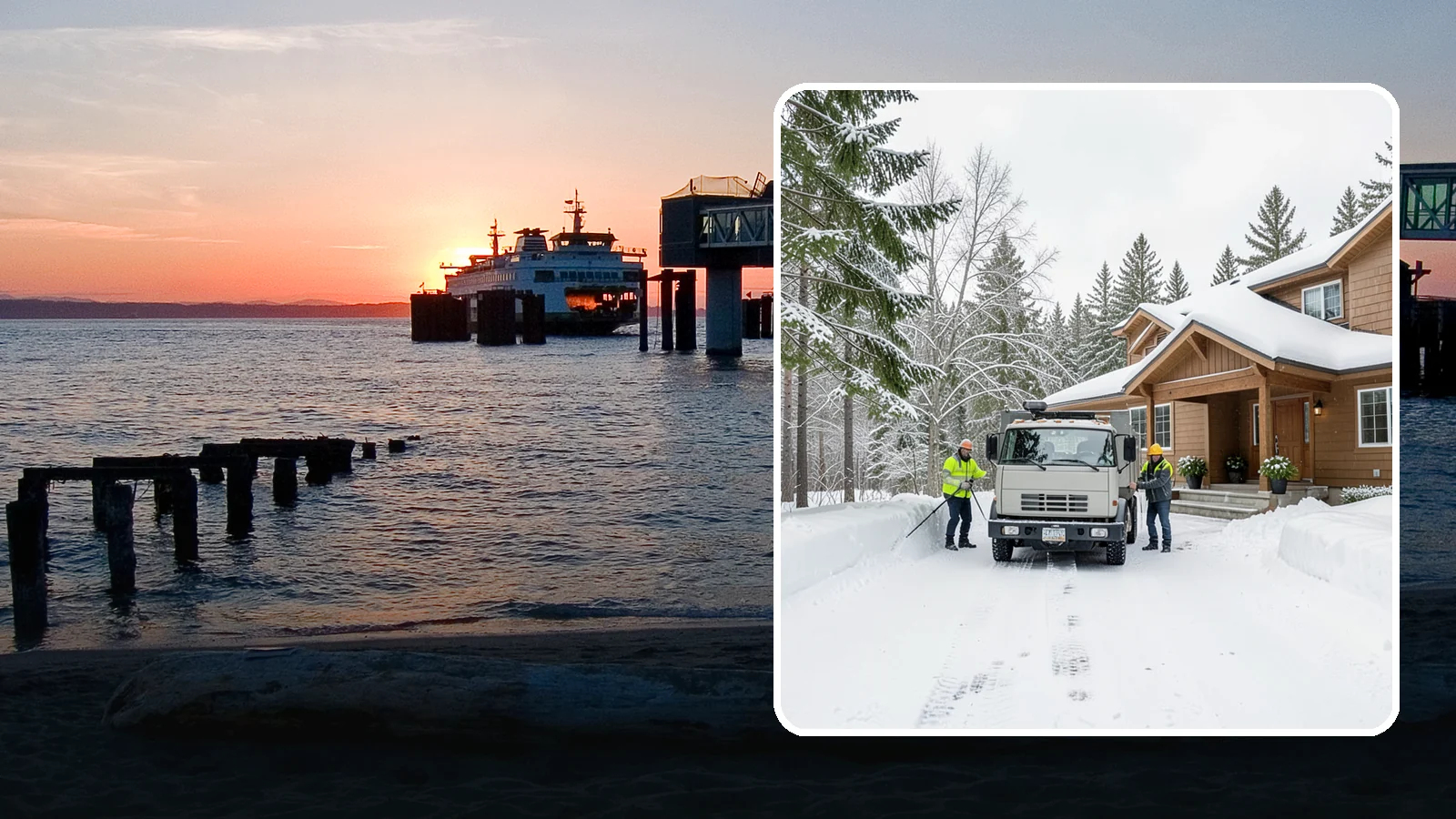 Vacation Property Snow Removal in Edmonds, Snohomish County, WA - We maintain snow clearing at your second home or cabin so it stays safe and accessible while you are away.