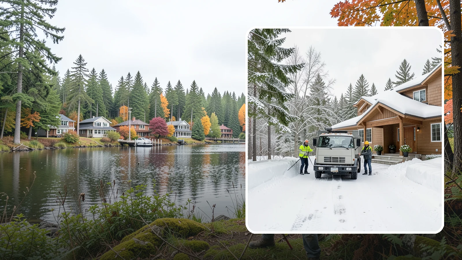Vacation Property Snow Removal in La Conner, Skagit County, WA - We maintain snow clearing at your second home or cabin so it stays safe and accessible while you are away.
