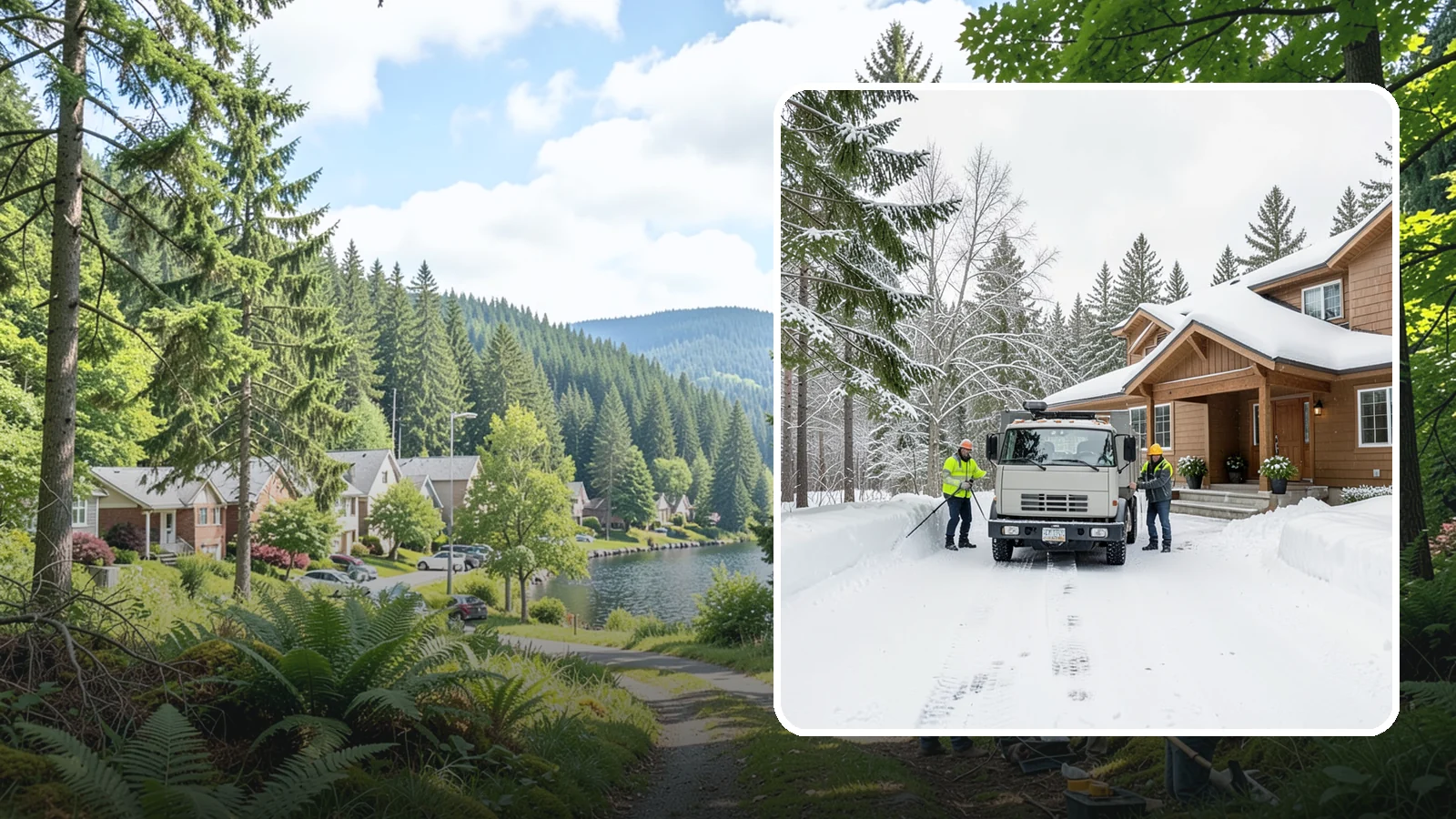 Vacation Property Snow Removal in Lake Forest Park, King County, WA - We maintain snow clearing at your second home or cabin so it stays safe and accessible while you are away.