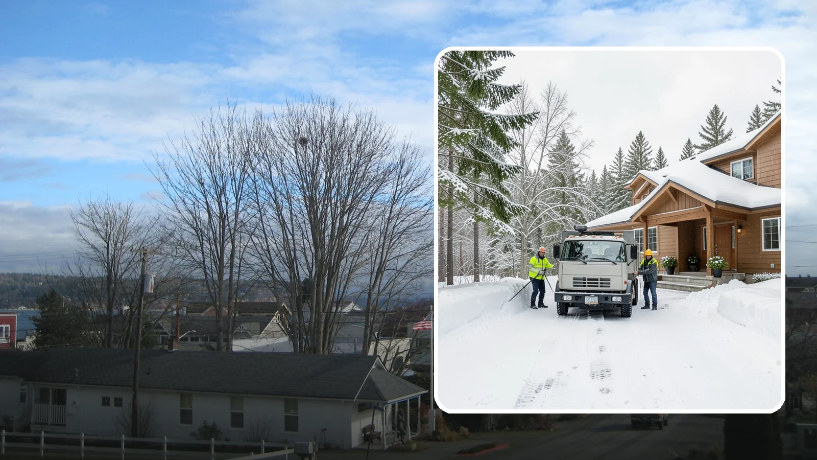 Vacation Property Snow Removal in Langley, Island County, WA - We maintain snow clearing at your second home or cabin so it stays safe and accessible while you are away.
