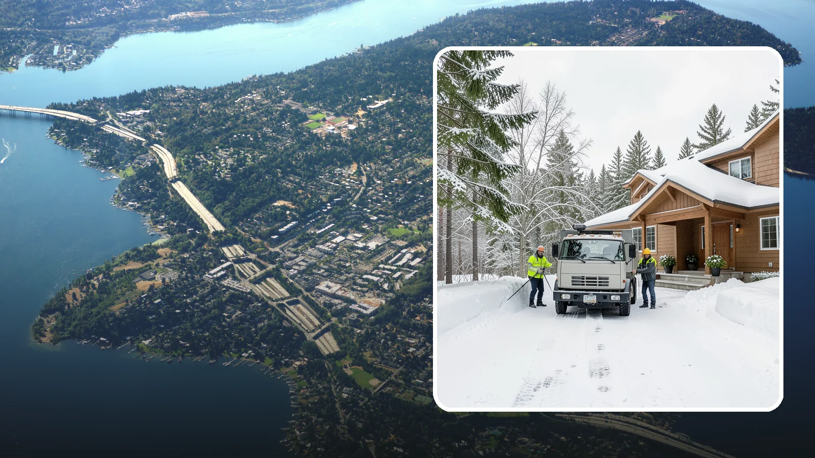 Vacation Property Snow Removal in Mercer Island, King County, WA - We maintain snow clearing at your second home or cabin so it stays safe and accessible while you are away.