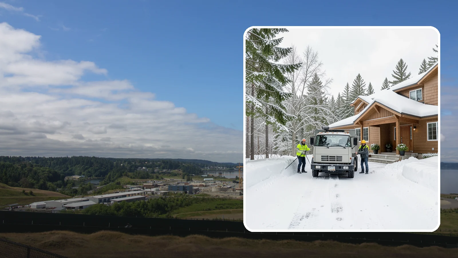 Vacation Property Snow Removal in University Place, Pierce County, WA - We maintain snow clearing at your second home or cabin so it stays safe and accessible while you are away.