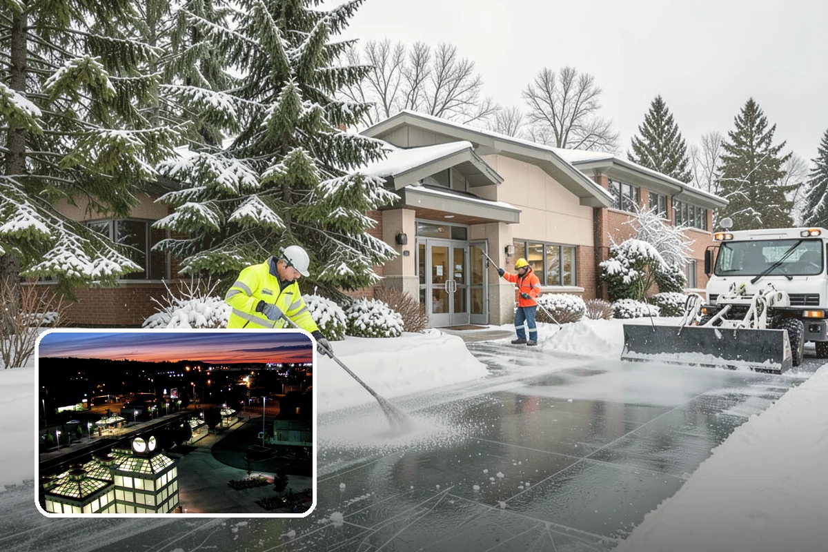 Veterinary Clinic Snow Removal in Auburn, King County, WA - Customer parking and entrance walks cleared