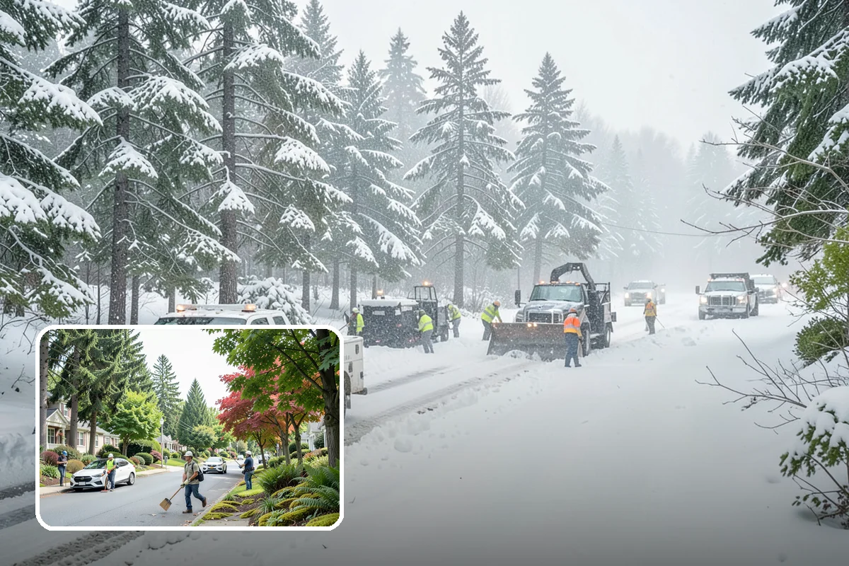 Veterinary Clinic Snow Removal in Beaux Arts Village, King County, WA - Customer parking and entrance walks cleared