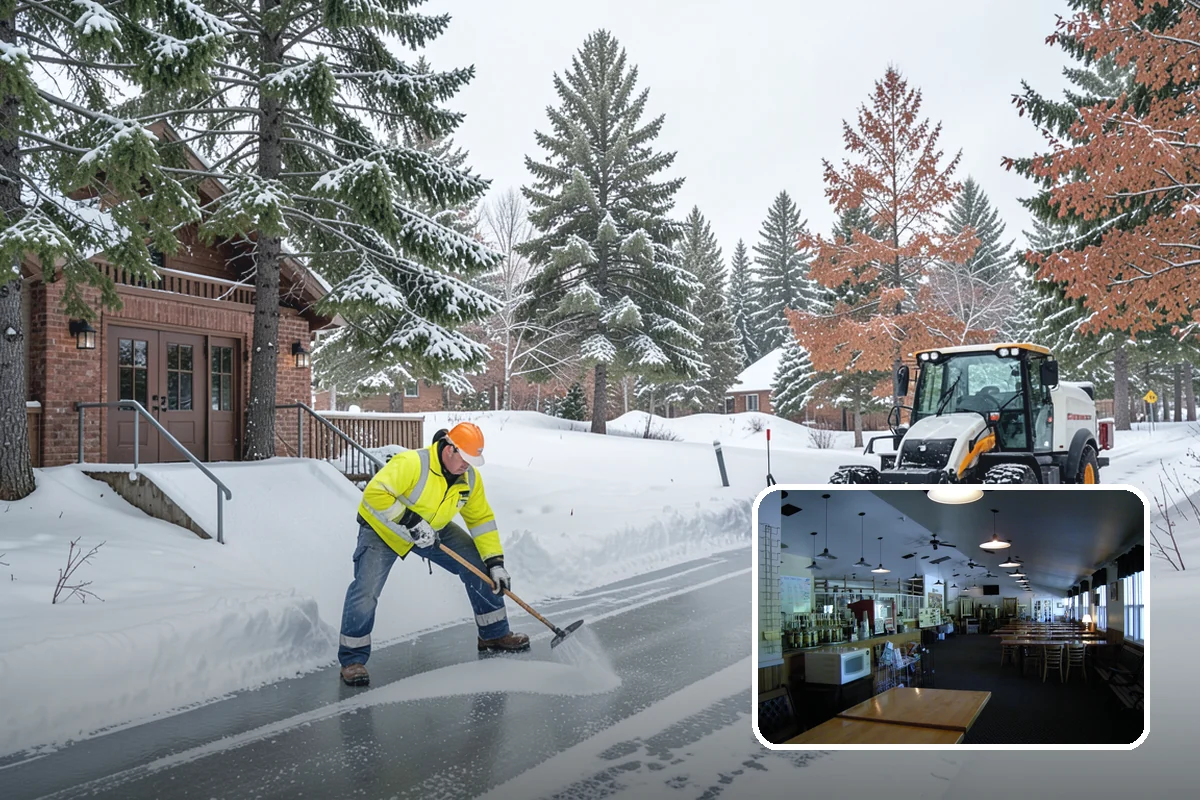 Veterinary Clinic Snow Removal in Black Diamond, King County, WA - Customer parking and entrance walks cleared