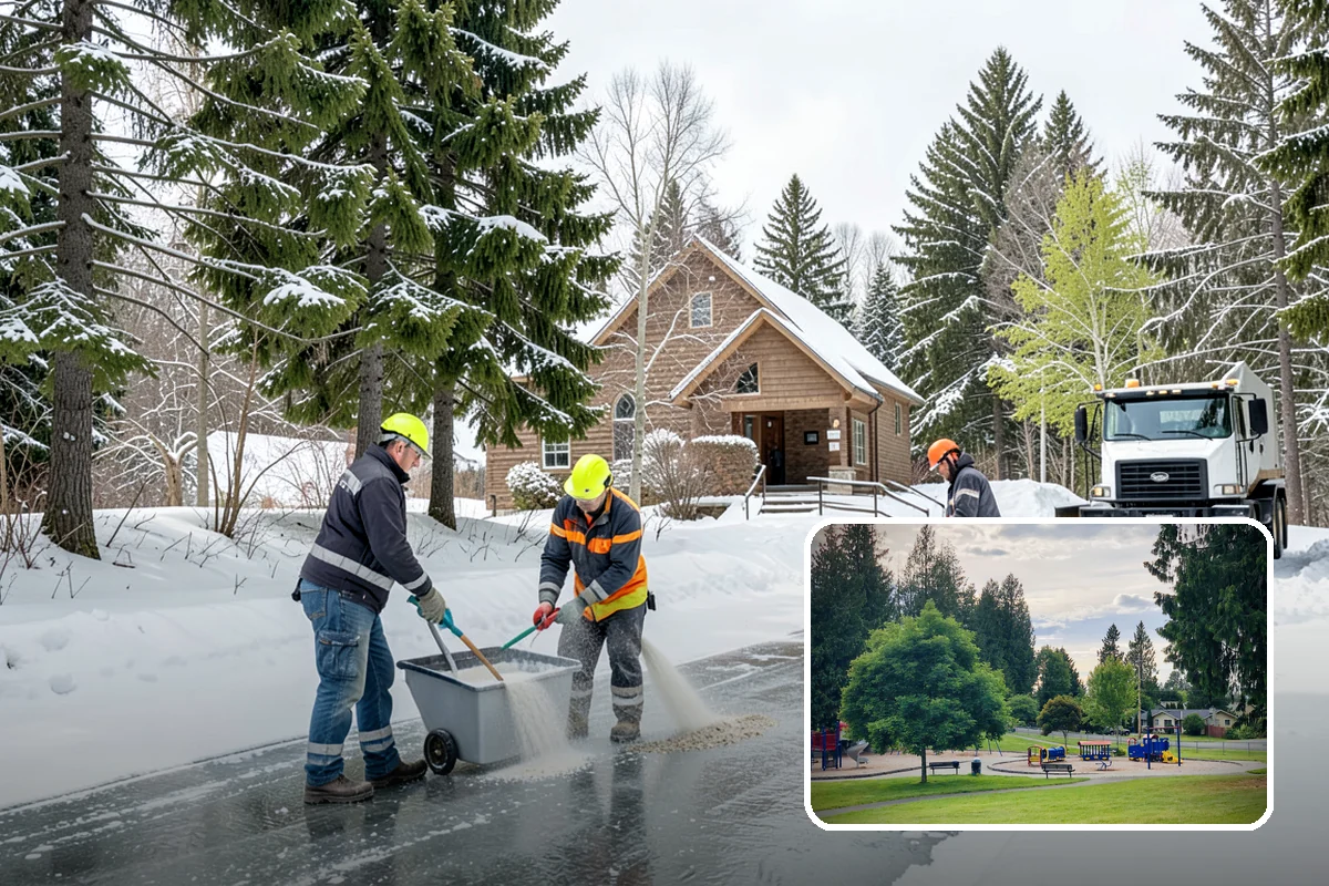 Veterinary Clinic Snow Removal in Bonney Lake, Pierce County, WA - Customer parking and entrance walks cleared