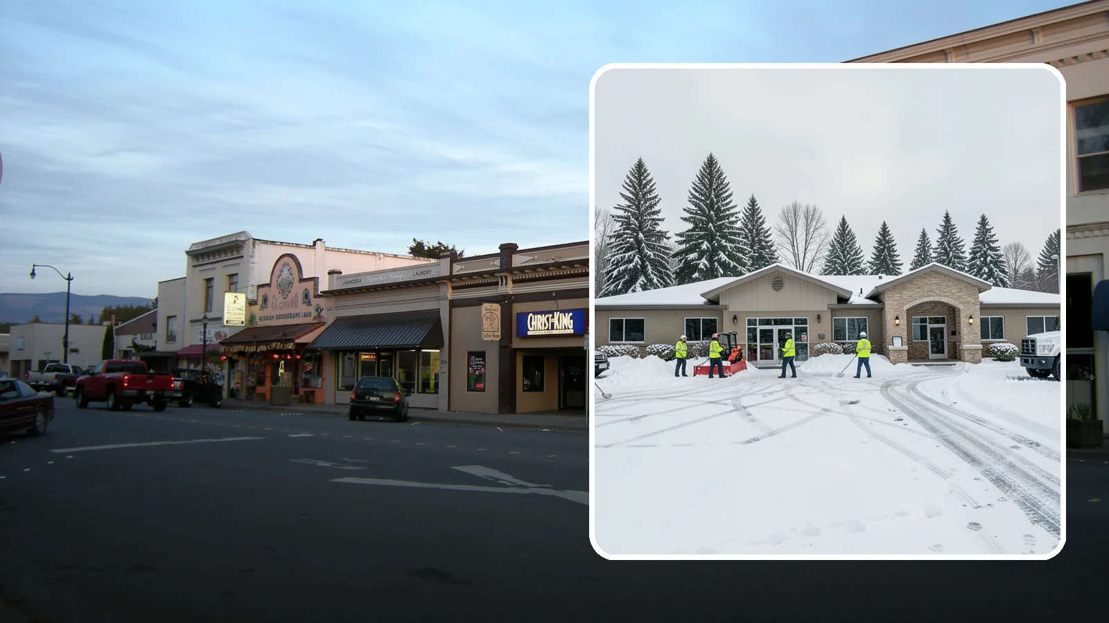 Veterinary Clinic Snow Removal in Burlington, Skagit County, WA - We keep clinic parking, entrances, and walkways clear so pets and owners arrive safely, even for the emergencies that do not wait...