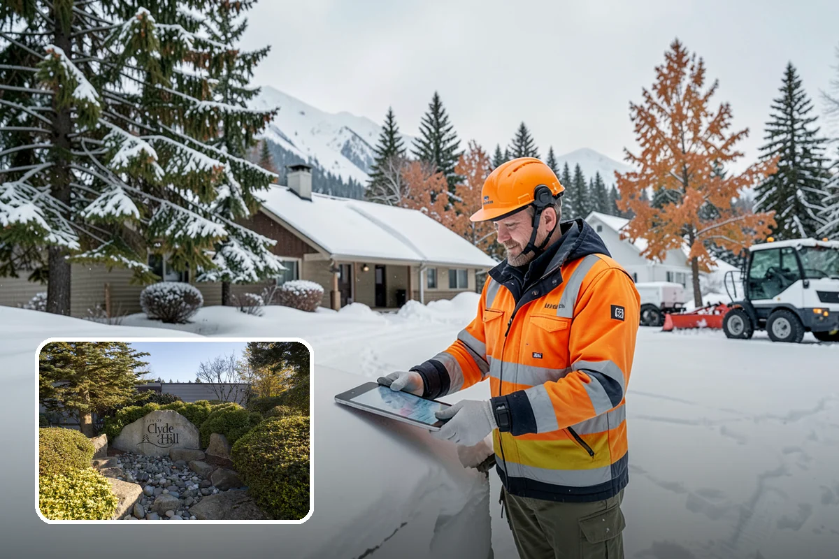 Veterinary Clinic Snow Removal in Clyde Hill, King County, WA - Customer parking and entrance walks cleared