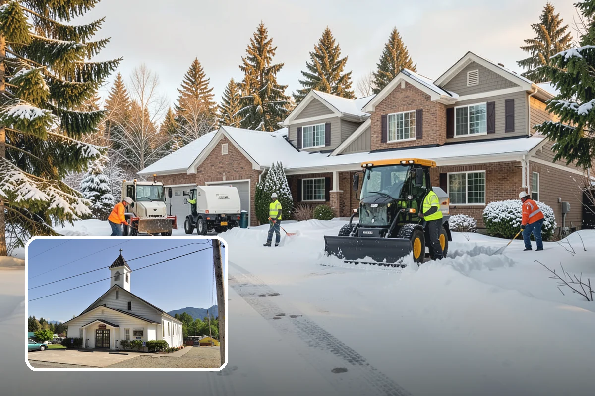 Veterinary Clinic Snow Removal in Concrete, Skagit County, WA - Customer parking and entrance walks cleared