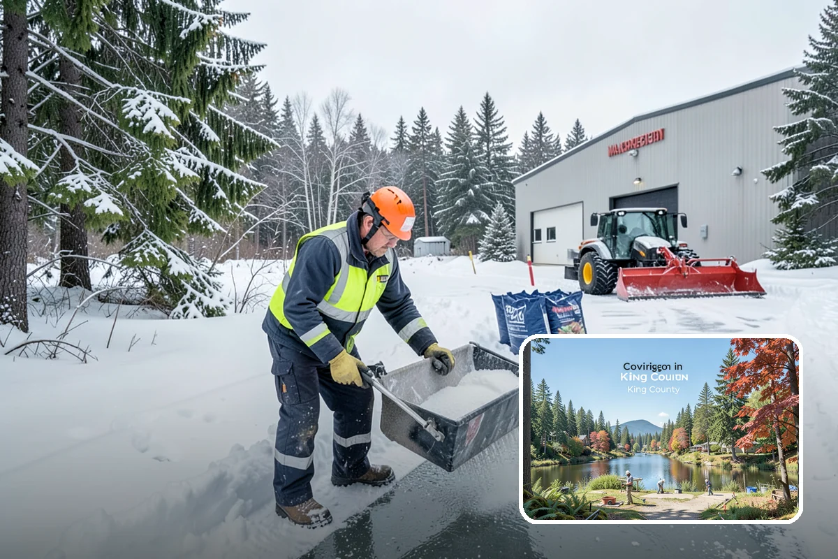 Veterinary Clinic Snow Removal in Covington, King County, WA - Customer parking and entrance walks cleared