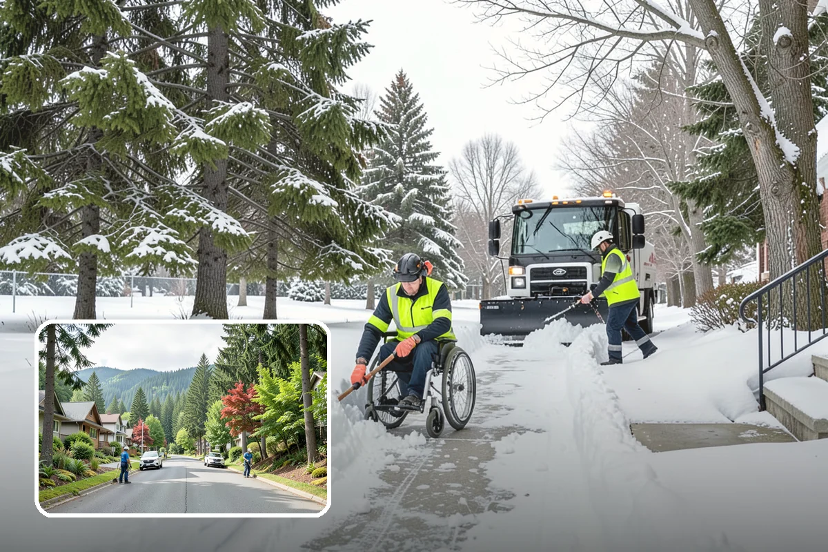 Veterinary Clinic Snow Removal in Darrington, Snohomish County, WA - Customer parking and entrance walks cleared