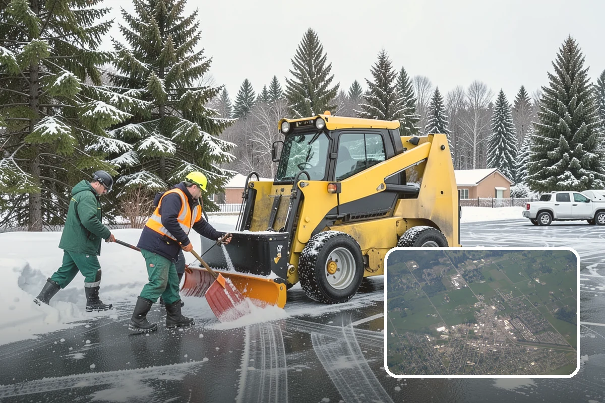 Veterinary Clinic Snow Removal in Enumclaw, King County, WA - Customer parking and entrance walks cleared