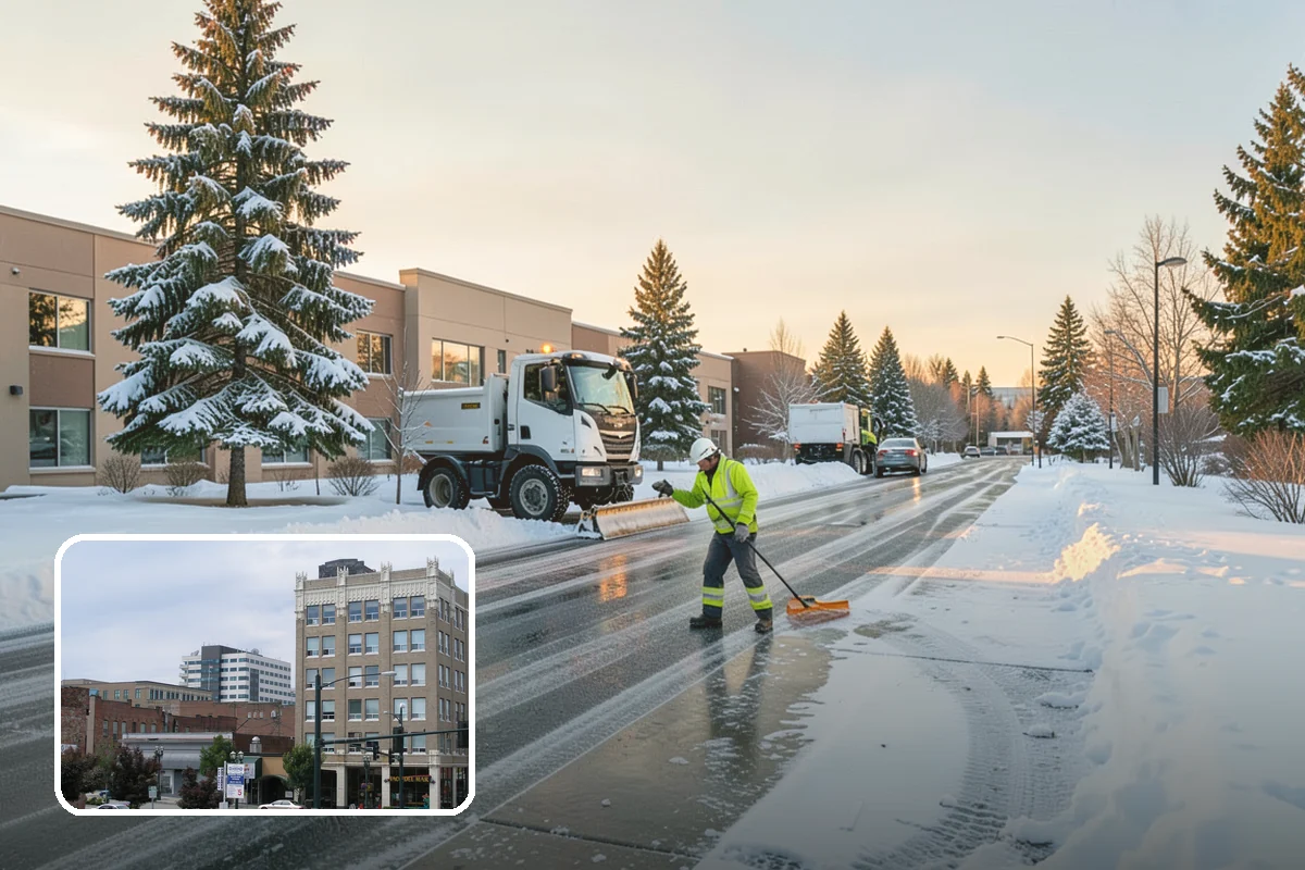 Veterinary Clinic Snow Removal in Everett, Snohomish County, WA - Customer parking and entrance walks cleared