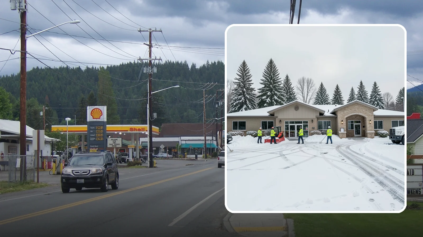 Veterinary Clinic Snow Removal in Granite Falls, Snohomish County, WA - We keep clinic parking, entrances, and walkways clear so pets and owners arrive safely, even for the emergencies that do not wait...