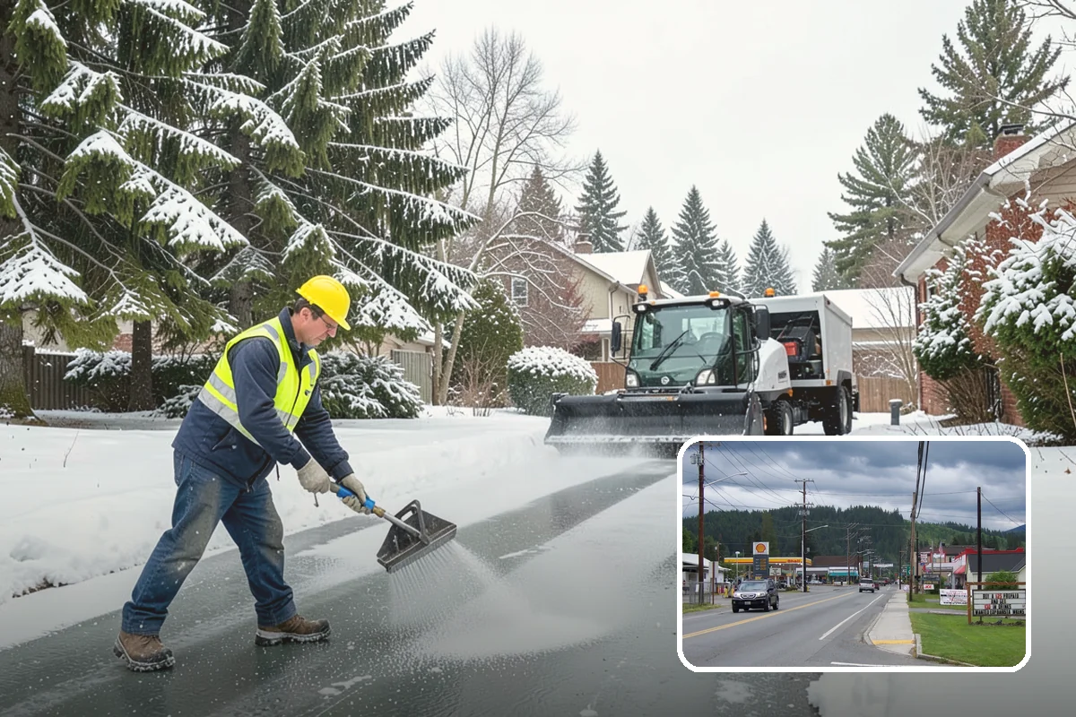 Veterinary Clinic Snow Removal in Granite Falls, Snohomish County, WA - Customer parking and entrance walks cleared