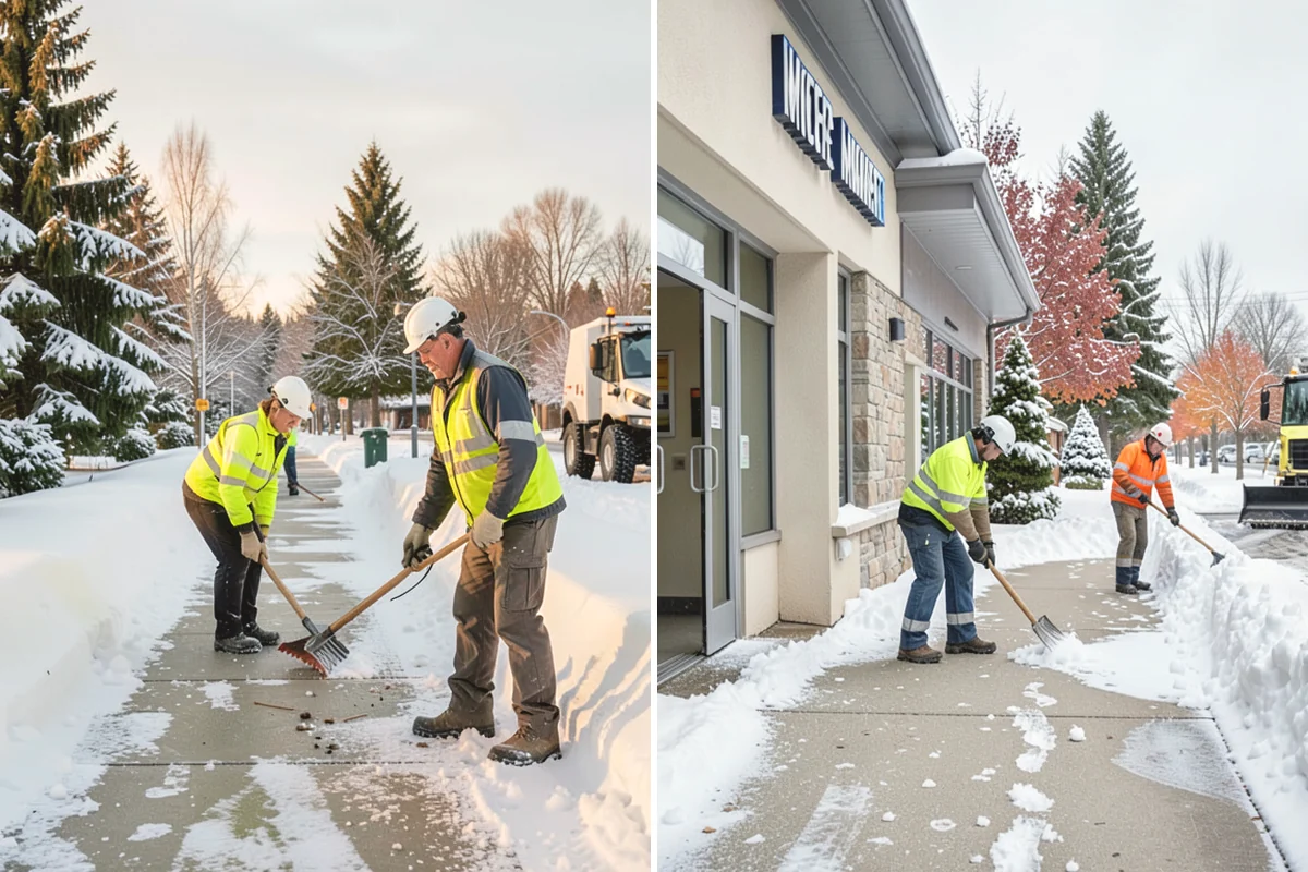 Veterinary Clinic Snow Removal in La Conner, Skagit County, WA - Map customer parking, entrance walks, and after-hours access