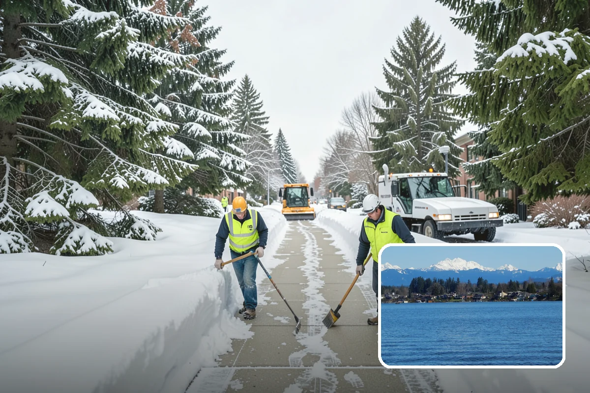 Veterinary Clinic Snow Removal in Lake Stevens, Snohomish County, WA - Customer parking and entrance walks cleared