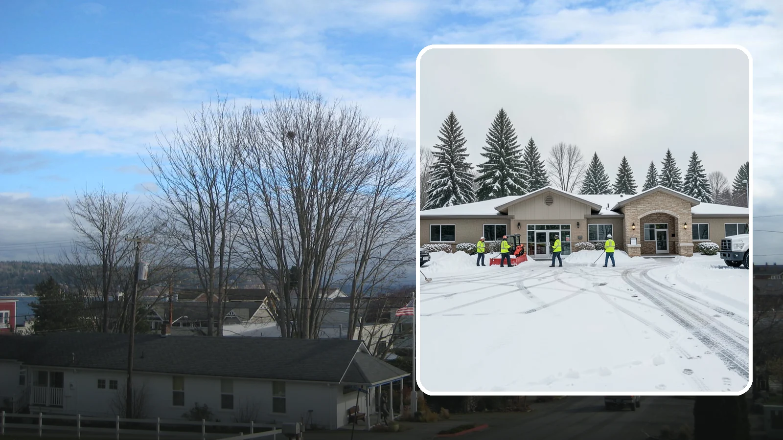 Veterinary Clinic Snow Removal in Langley, Island County, WA - We keep clinic parking, entrances, and walkways clear so pets and owners arrive safely, even for the emergencies that do not wait...