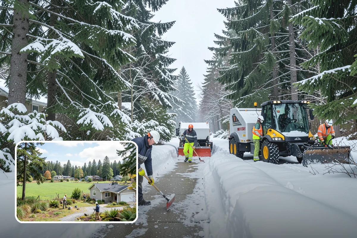 Veterinary Clinic Snow Removal in Lyman, Skagit County, WA - Customer parking and entrance walks cleared