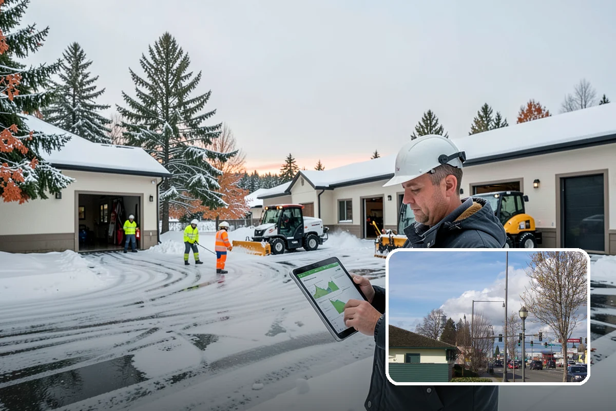 Veterinary Clinic Snow Removal in Marysville, Snohomish County, WA - Customer parking and entrance walks cleared
