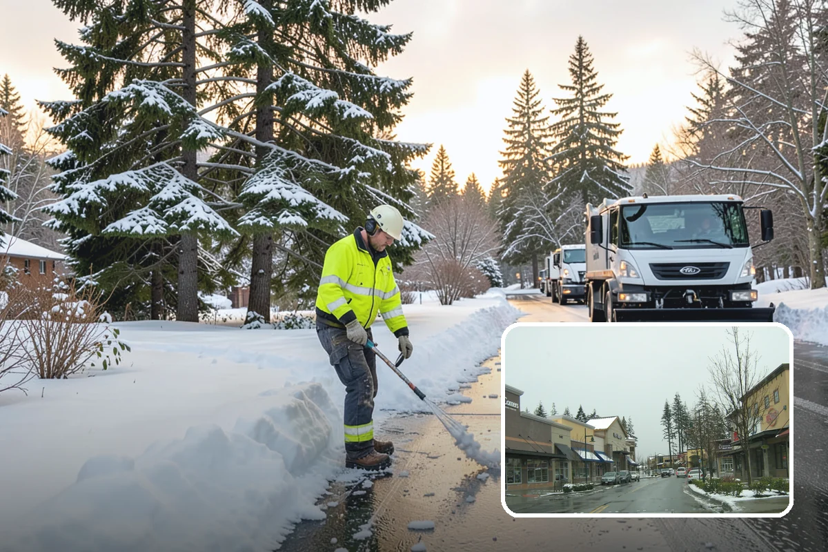 Veterinary Clinic Snow Removal in Mill Creek, Snohomish County, WA - Customer parking and entrance walks cleared
