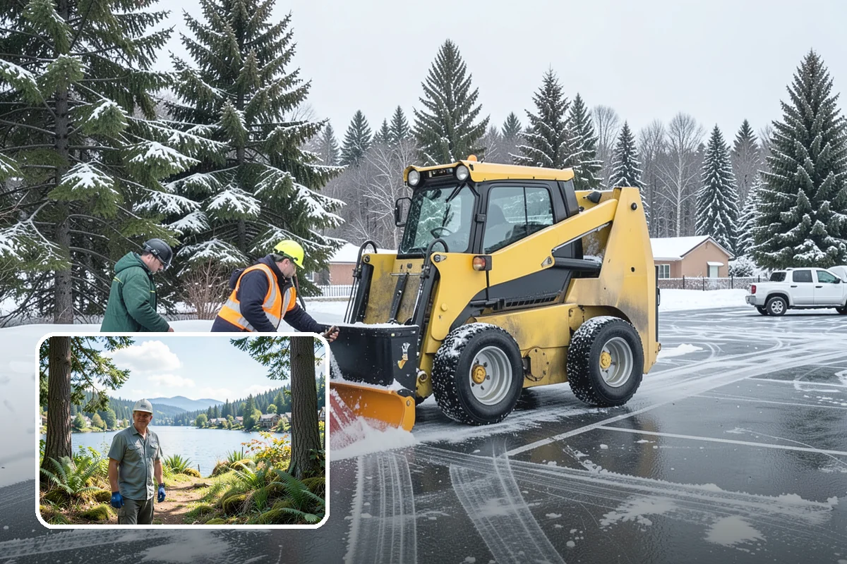 Veterinary Clinic Snow Removal in Milton, King County, WA - Customer parking and entrance walks cleared