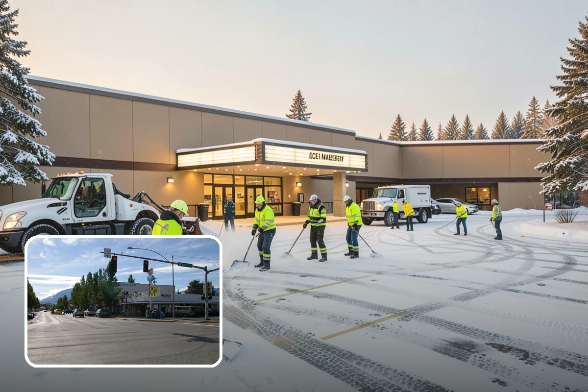 Veterinary Clinic Snow Removal in North Bend, King County, WA - Customer parking and entrance walks cleared