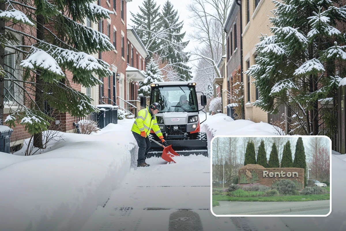 Veterinary Clinic Snow Removal in Renton, King County, WA - Customer parking and entrance walks cleared