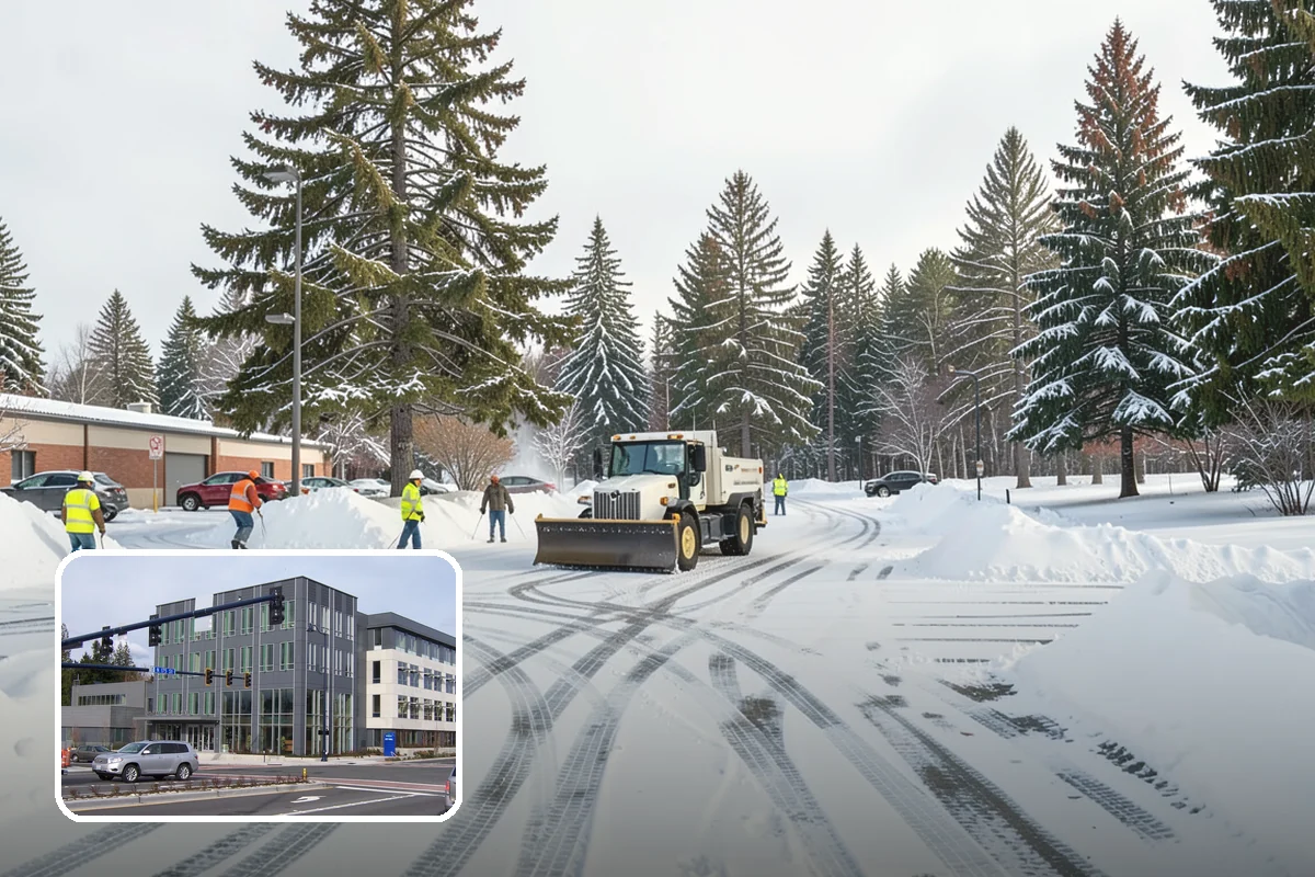 Veterinary Clinic Snow Removal in Shoreline, King County, WA - Customer parking and entrance walks cleared