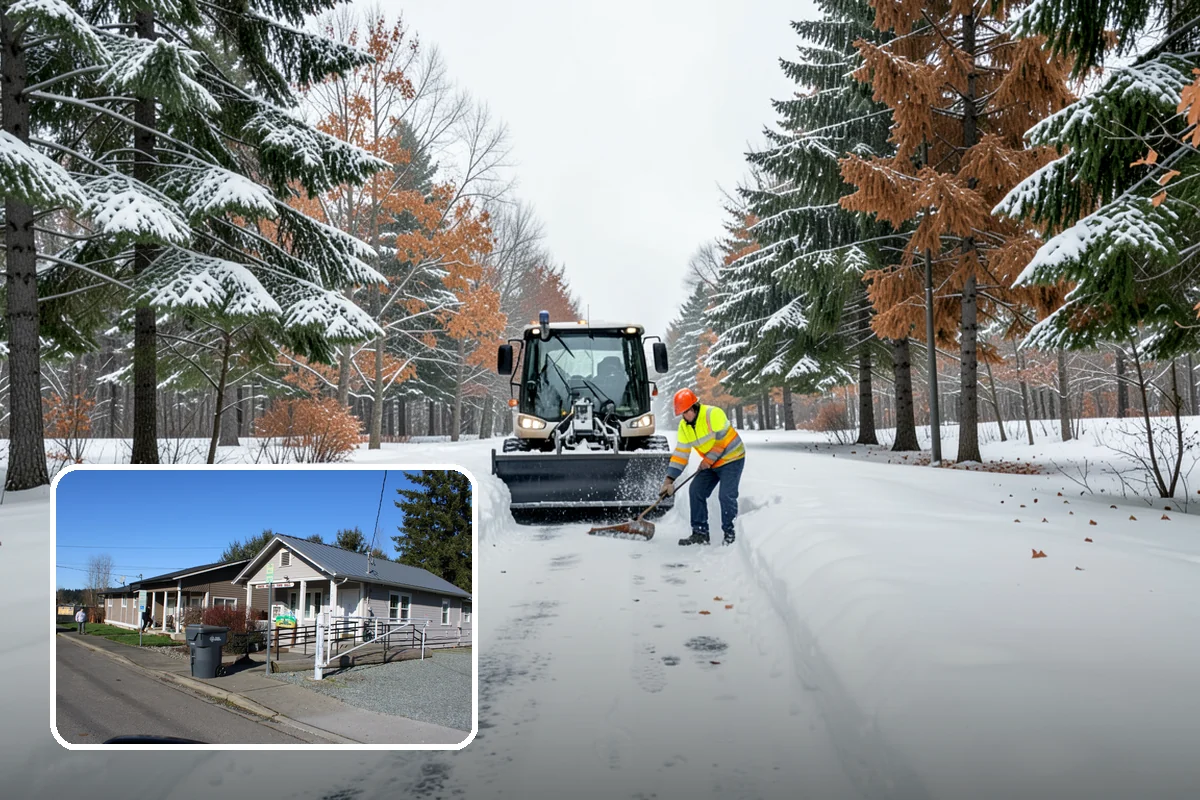 Veterinary Clinic Snow Removal in South Prairie, Pierce County, WA - Customer parking and entrance walks cleared