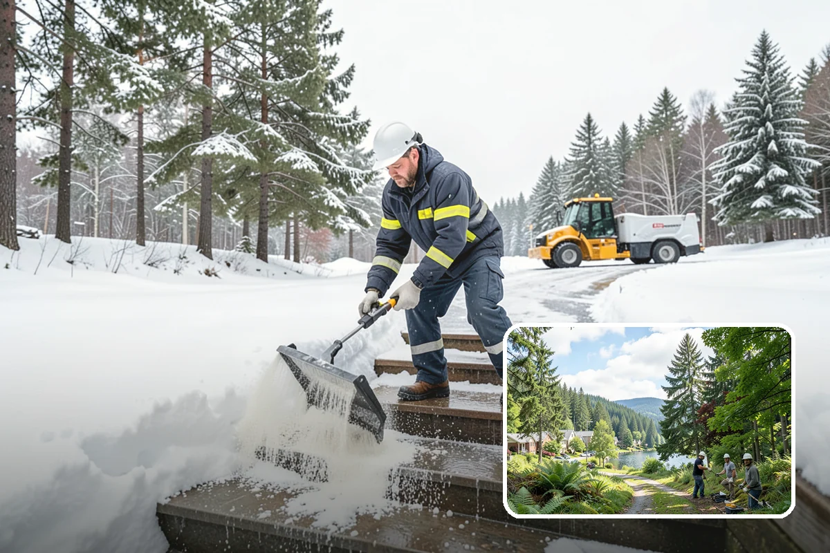 Walk-Behind Snow Blowing in Lake Forest Park, King County, WA - Precise clearing of sidewalks and entries