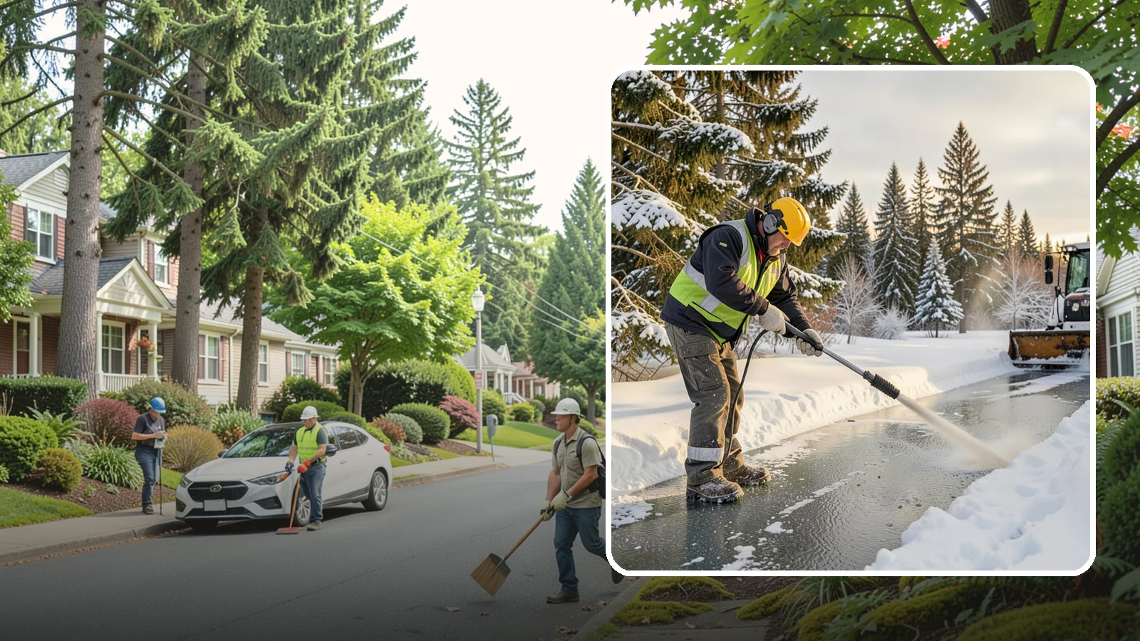 Walkway Deicing in Beaux Arts Village, King County, WA - Deicing of walkways and paths to eliminate the slick film that forms on the routes people use most.