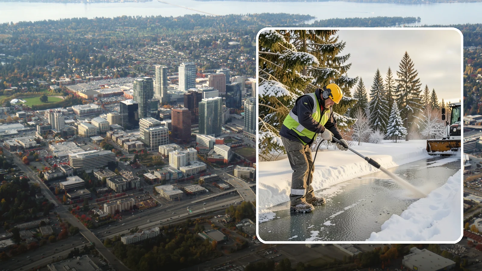Walkway Deicing in Bellevue, King County, WA - Deicing of walkways and paths to eliminate the slick film that forms on the routes people use most.
