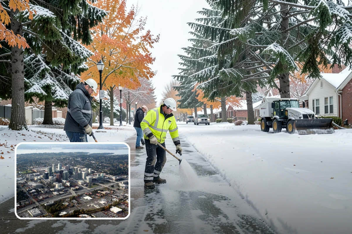 Walkway Deicing in Bellevue, King County, WA - Removes the slick film on the highest-traffic routes