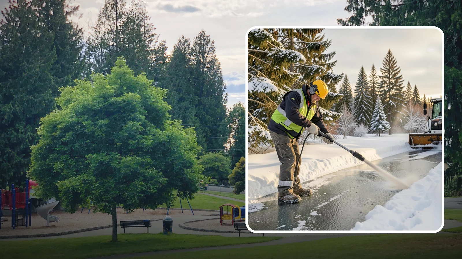 Walkway Deicing in Bonney Lake, Pierce County, WA - Deicing of walkways and paths to eliminate the slick film that forms on the routes people use most.
