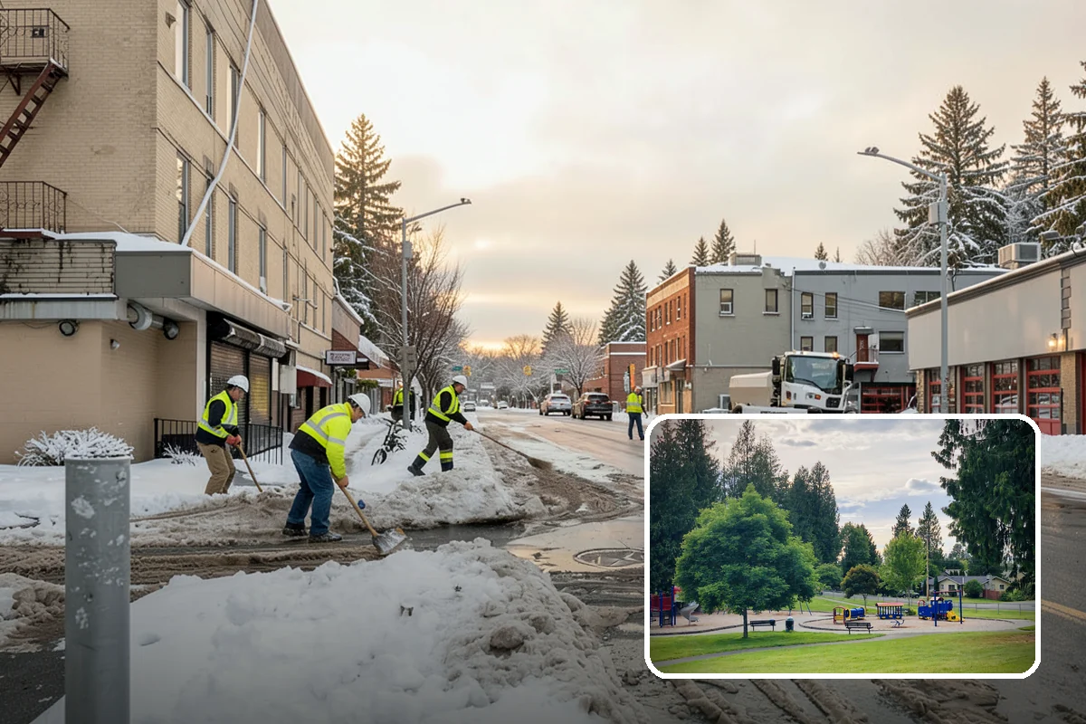 Walkway Deicing in Bonney Lake, Pierce County, WA - Removes the slick film on the highest-traffic routes