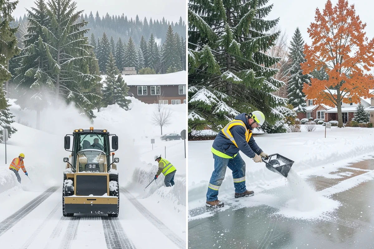 Walkway Deicing in Bonney Lake, Pierce County, WA - Walk the route and note shaded, refreeze-prone sections