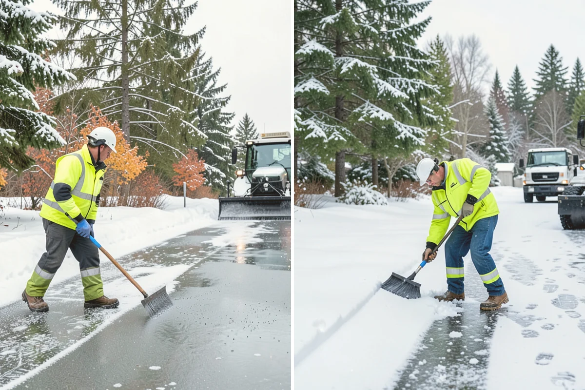 Walkway Deicing in Bothell, King County, WA - Walk the route and note shaded, refreeze-prone sections