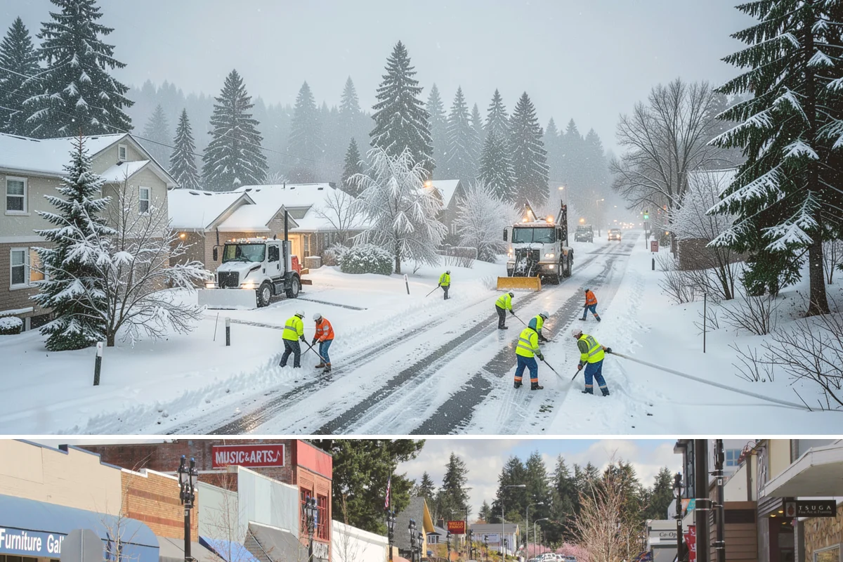 Walkway Deicing in Bothell, King County, WA - Deice walkways at the first sign of refreeze each morning through the lowland cold season, generally December into February.