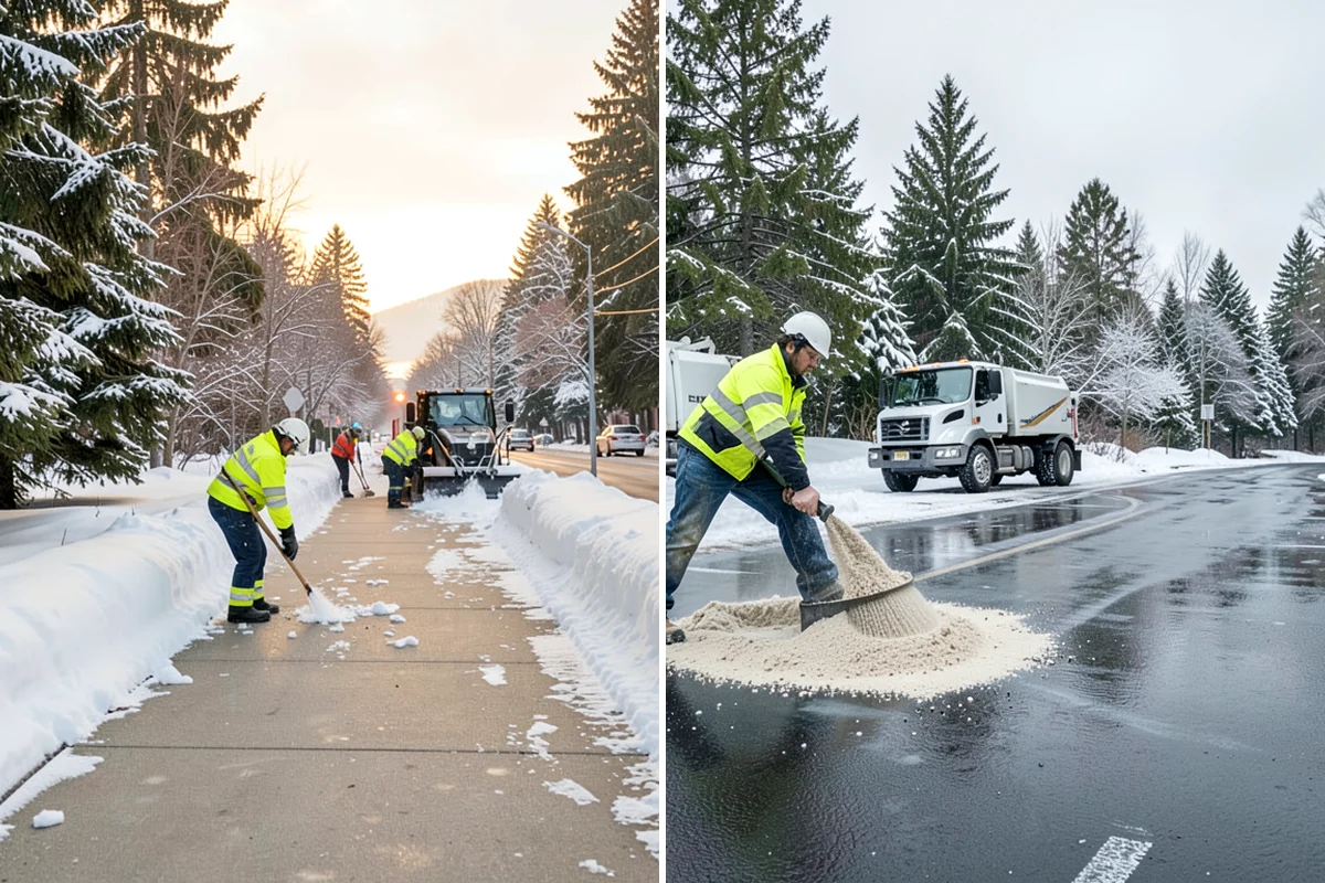Walkway Deicing in Concrete, Skagit County, WA - Walk the route and note shaded, refreeze-prone sections