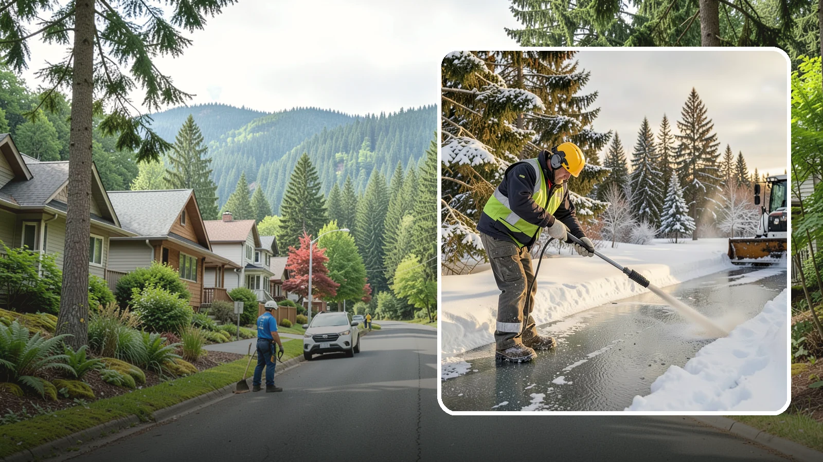 Walkway Deicing in Darrington, Snohomish County, WA - Deicing of walkways and paths to eliminate the slick film that forms on the routes people use most.