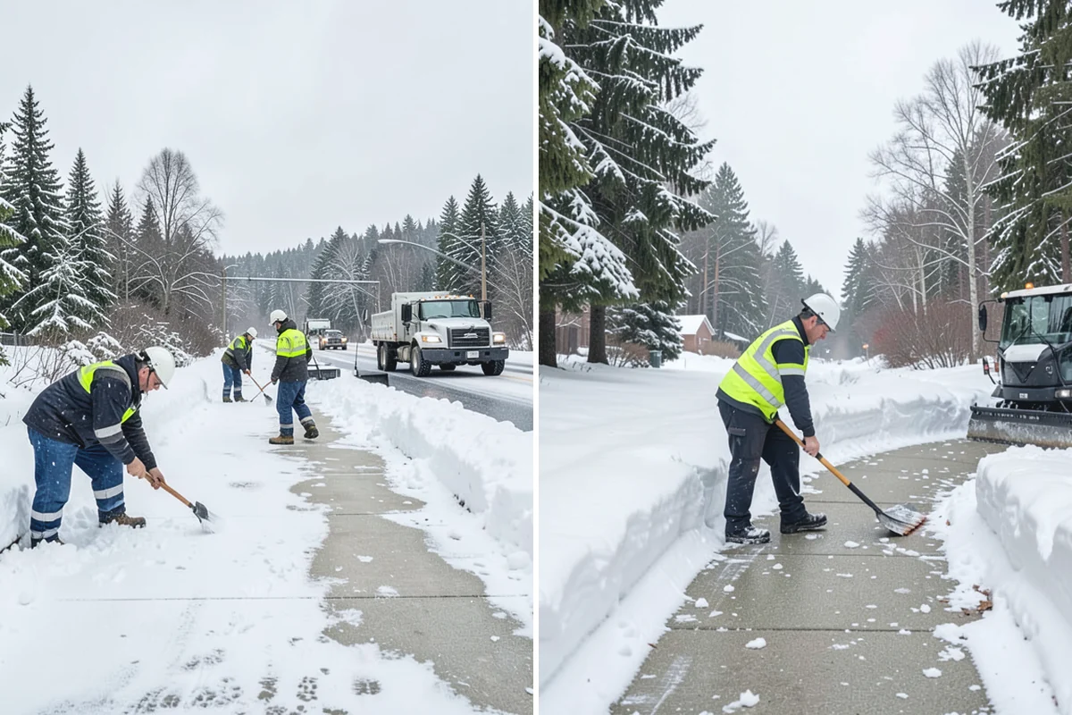 Walkway Deicing in Des Moines, King County, WA - Walk the route and note shaded, refreeze-prone sections