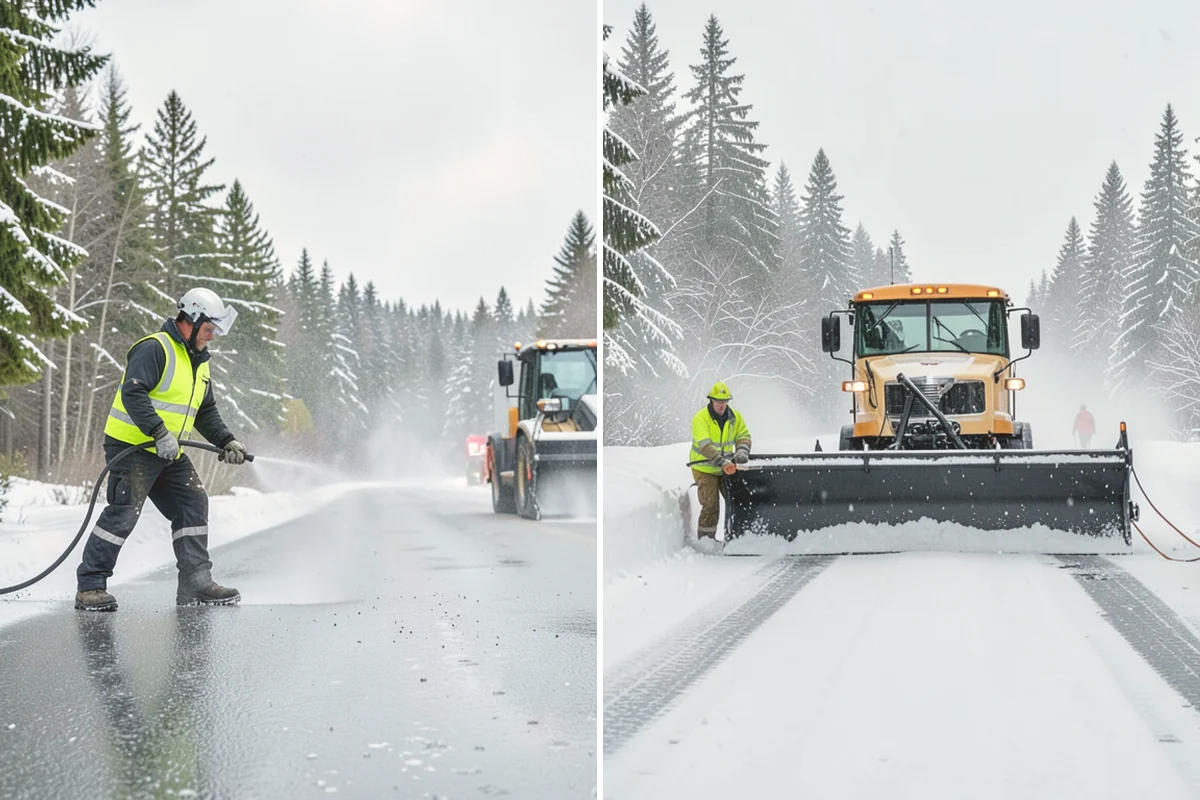Walkway Deicing in Eatonville, Pierce County, WA - Walk the route and note shaded, refreeze-prone sections