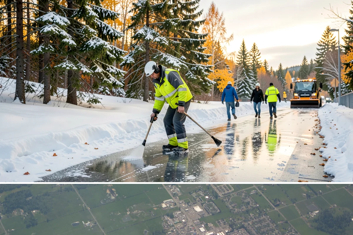 Walkway Deicing in Enumclaw, King County, WA - Deice walkways at the first sign of refreeze each morning through the lowland cold season, generally December into February.